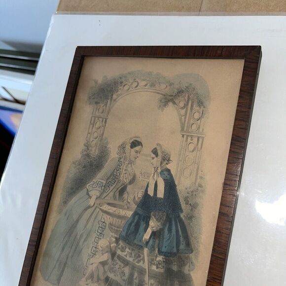 Antique 1863 Hand Colored Illman & Sons Engraving : Parisian Fashion - Framed - Picture 6 of 9